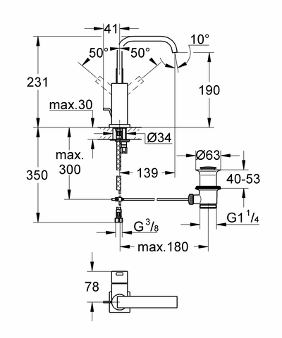 Grohe Einhand-Waschtisch-Batterie Allure 32146 mit Bogenauslauf chrom