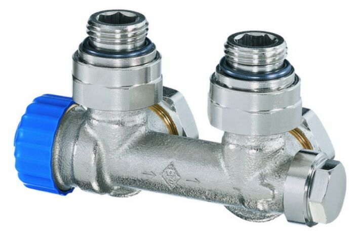 Heimeier Ventil Multilux Einrohr, Eck, Anschluss HK Rp 1/2 IG