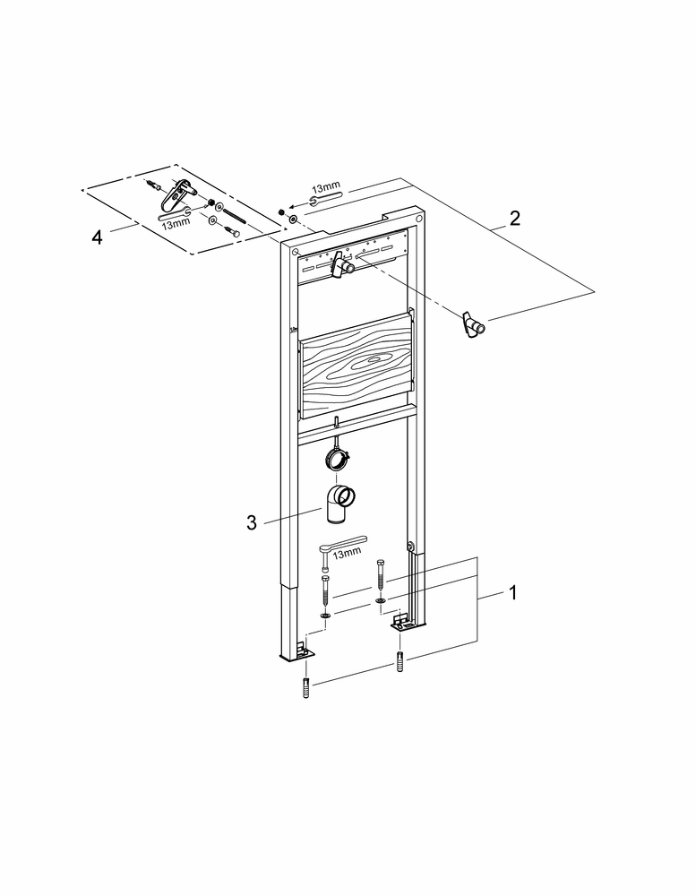 Grohe Rapid SL für Ausguss 38544 Ständerwand o. Vorwand Bauhöhe 1,3m