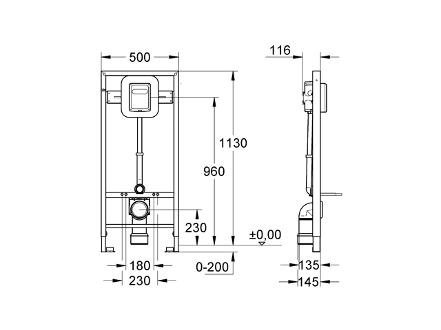 Grohe Rapid SL für WC 38519 Druckspüler 6-9 l Hand-/elektr. Bet. 1,13 m Bauhöhe