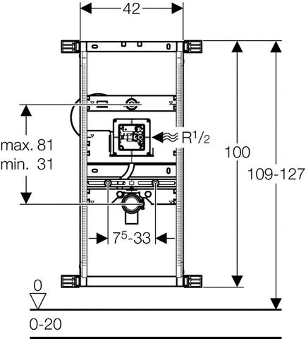 Geberit Kombifix Urinal für verdeckte Urinalsteuerung (VS) 112-130cm