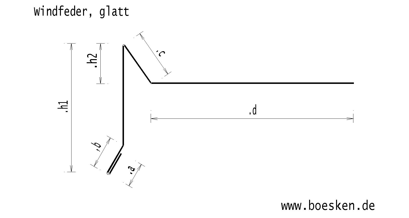 Titanzink-Windfeder, glatt, walzblank, L: 3m