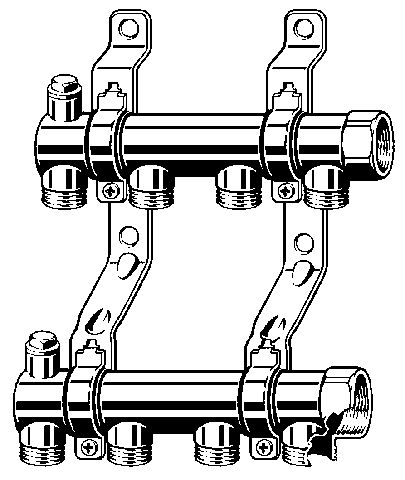 Viega Verteiler, Mod. 1052, aus Messing, m. Rp-Gewinde 3/4
