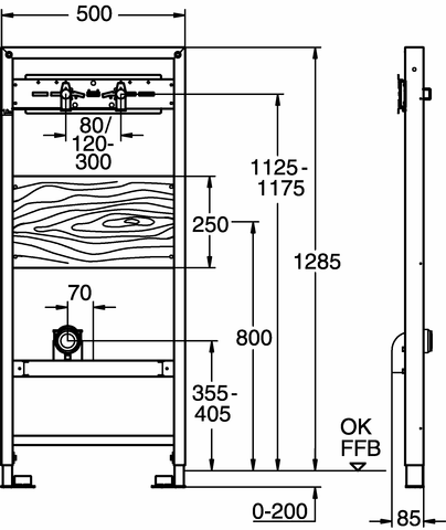 Grohe Rapid SL für Ausguss 38544 Ständerwand o. Vorwand Bauhöhe 1,3m