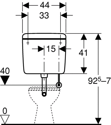 Geberit AP-Spülkasten AP127 WA unten rechts, mit Spül-Stopp-Spülung, tiefhängend