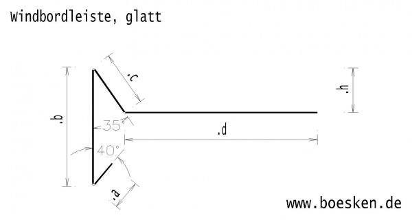 Titanzink-Windbordleiste, glatt, RZ vorbewittert blaugrau, L: 3m