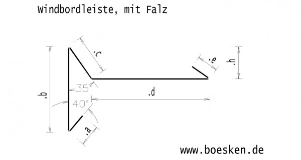 Titanzink-Windbordleiste, mit Falz, walzblank, L: 3m