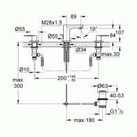 Grohe 3-Loch-Waschtisch-Batterie Eurosmart C 20187 m. Zugstangen-Ablaufgarnitur chrom Grohe 3-Loch-Waschtisch-Batterie Eurosmart C 20187 m. Zugstangen-Ablaufgarnitur chrom