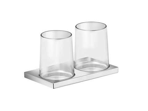 Keuco Doppelglashalter Edition 11 11151, kpl. mit Echtkristall-Glas, verchromt