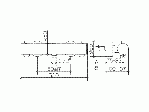 Keuco Thermostatbatterie Plan 54926, DN 15 für AP Montage, Aluminium-finish