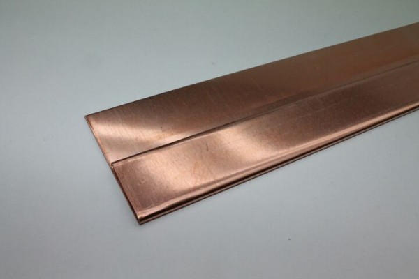 Kupfer-Fussblech, Zuschnitt: 125 x 0.70 mm, 2 Kantungen, L: 2m