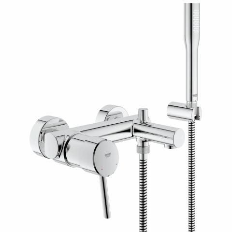 Grohe Einhand-Wannenbatterie Concetto 32212 Wandmontage mit Euphoria Brauseset chrom