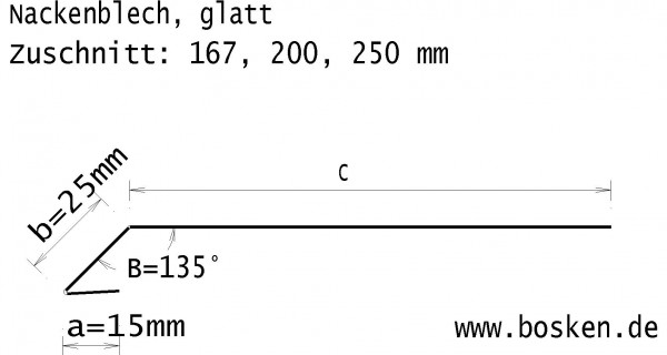 Titanzink-Nackenblech, glatt, walzblank, L: 2m