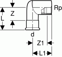 Geberit Mapress C-Stahl Übergangswinkel 90° m. IG (verzinkt) Geberit Mapress C-Stahl Übergangswinkel 90° m. IG (verzinkt)