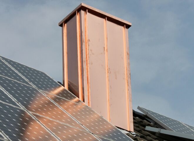 Kupfer-Kaminkopfbekleidung, individuell angefertigt, H: 100/60 cm