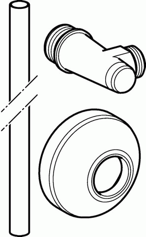 Geberit Eckventil 1/2 mit Rohr verchromt Rosette und Quetschverschraubung