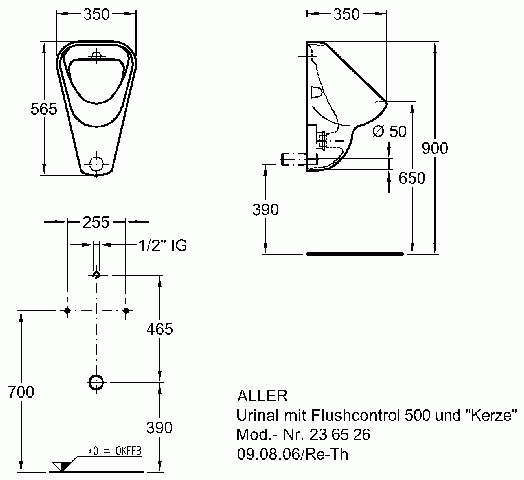 Keramag Urinal Aller 236520, mit Kerze