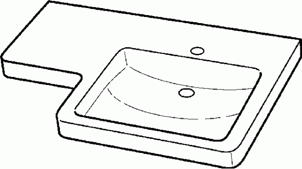 Keramag WT Dejuna Pro, o.ÜL, Abl.fläche re unterf., Varicor, 810x550mm weiß(alpin)