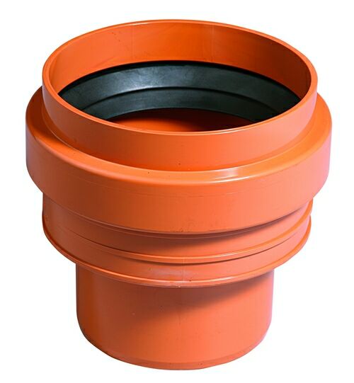 KGAnschlussStueck KGUS, KunststoffRohr auf SteinzeugSpitzende, m. Ringe KGRohr