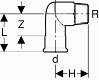 Geberit Mapress C-Stahl Übergangswinkel 90° m. AG (verzinkt) Geberit Mapress C-Stahl Übergangswinkel 90° m. AG (verzinkt)