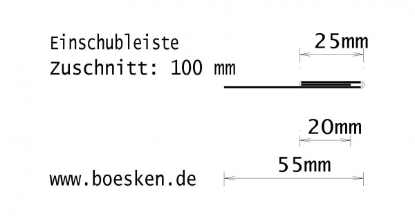 Titanzink-Einschubleiste gerade, walzblank, Zuschnitt: 100 x 0.70 mm, 2 Kantungen, L: 2m