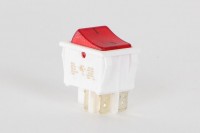 Wippen-Ausschalter 2-pol., rot bel., 250 V, weiss Wippen-Ausschalter 2-pol., rot bel., 250 V, weiss