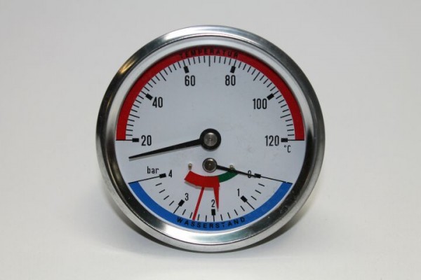 Thermomanometer DN15 (1/2&quot;) Geh. 80 mm, Abg. hinten, 0-4 bar