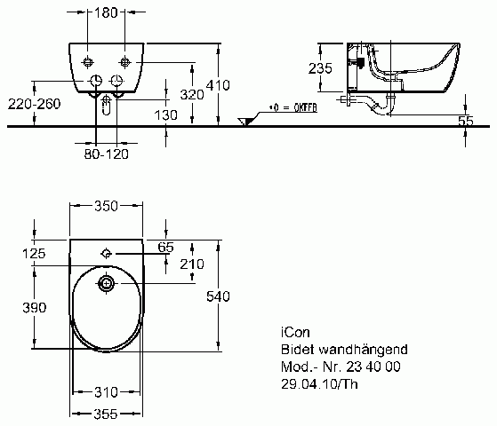 Keramag Bidet iCon, wandhängend 234000