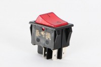 Wippen-Ausschalter 2-pol., rot bel., 250 V, schwarz Wippen-Ausschalter 2-pol., rot bel., 250 V, schwarz