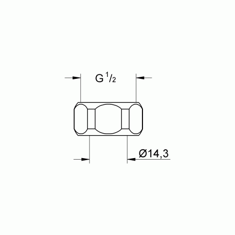 Grohe Anschlussmutter 12902 1/2&quot;x14,5 2 Stück chrom