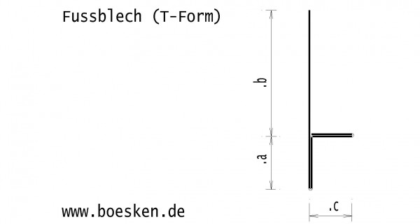 Kupfer-Fussblech, 3 Kantungen, L: 2m