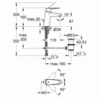 GROHE EH-WT-Batterie Eurodisc C 33190 Zugstangen-Ablaufgarnitur GROHE EH-WT-Batterie Eurodisc C 33190 Zugstangen-Ablaufgarnitur