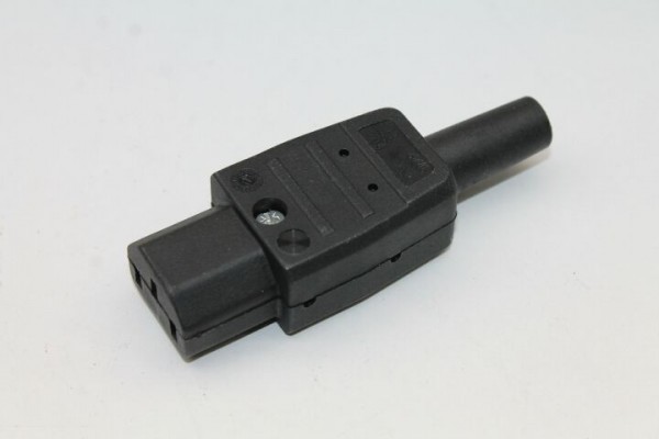 Kaltgeräte-Stecker m. Tülle, 230 V, 10 A, schwarz