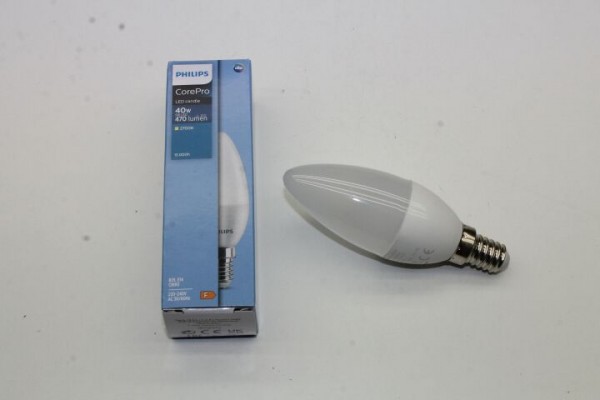 Philips LED-Kerze CorePro LED candle, 230 V, E14, 5 ~ 40 W, 470 lm, 2.700 K, warm weiss