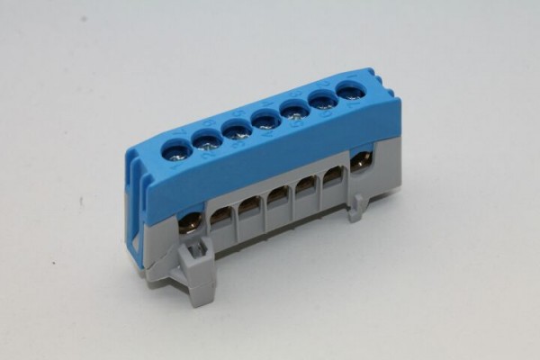 Verteilerklemme, N-Nullleiter blau, f. Tragschiene, 7 x 16mm², Klemmstein,  Sammelschinen, Zubehoer, Verteilungen, Elektro