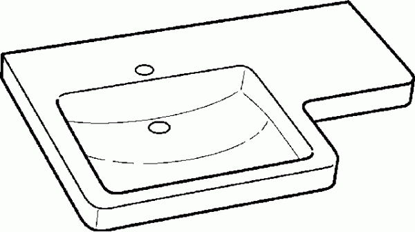 Keramag WT Dejuna Pro, o.ÜL, Abl.fläche li unterf., Varicor, 810x550mm weiß(alpin)