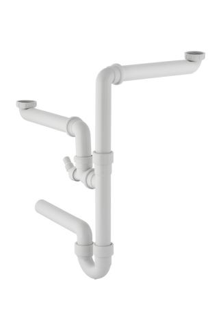 Geberit Spültisch-Ablauf G 11/2 x 40 mm weiß für WM und GS in PP für zwei Becken