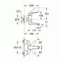 Grohe Einhand-Waschtisch-batterie Euroeco Special 32767 Wandmontage S-Anschlüsse chrom Grohe Einhand-Waschtisch-batterie Euroeco Special 32767 Wandmontage S-Anschlüsse chrom