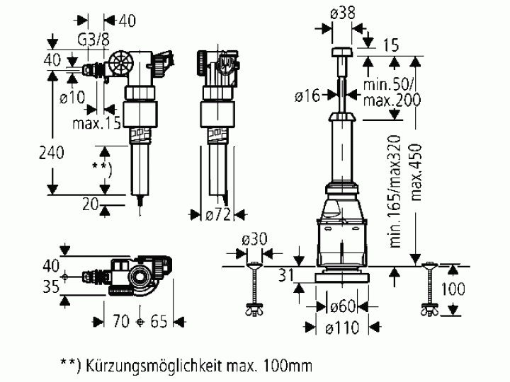 Grohe Servo-Set Austauschgarnitur 43907 mit Füllventil und Ablaufventil | Sonstiges | Grohe